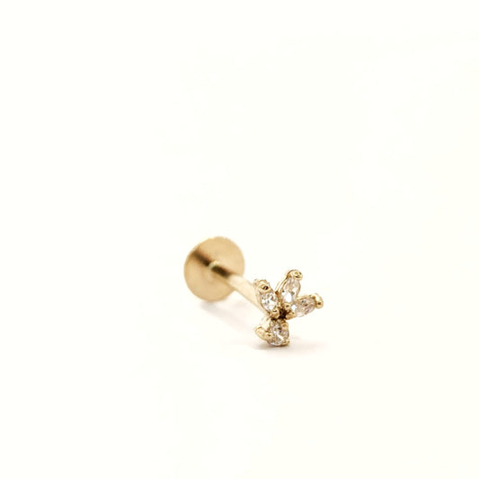 פירסינג לוטוס קטן עם נקודה בזהב צהוב 14 קראט – עגיל פירסינג
